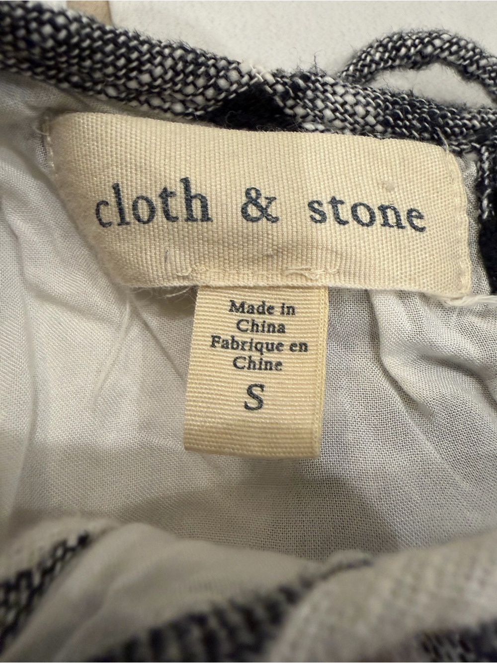 Cloth & Stone Buffalo Plaid Fringe Hem Swing Dress Lined Black White Size Small - Picture 12 of 15